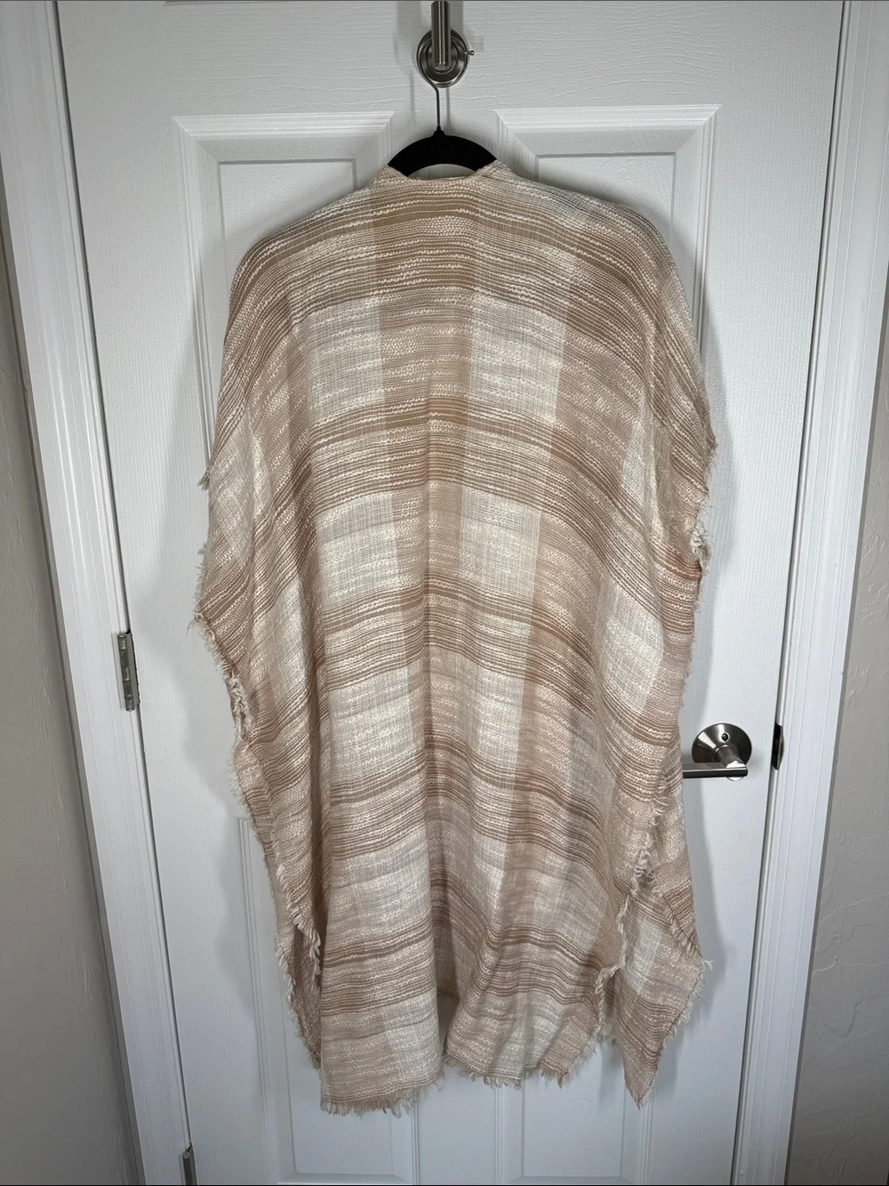 Free People Beige and Cream Striped Shawl kimono style top